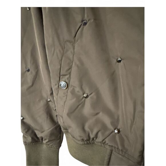 Nanette Lepore Women's Studded Twill Bomber Jacket Olive Green Size Large NWT - Picture 9 of 9